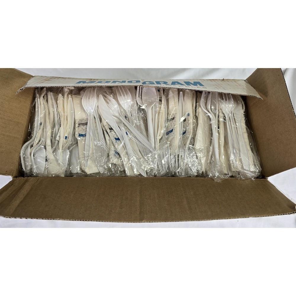 Disposable Cutlery Set 250 Pcs Fork Spoon Knife Napkin Salt Pepper Party Banquet - Picture 4 of 4